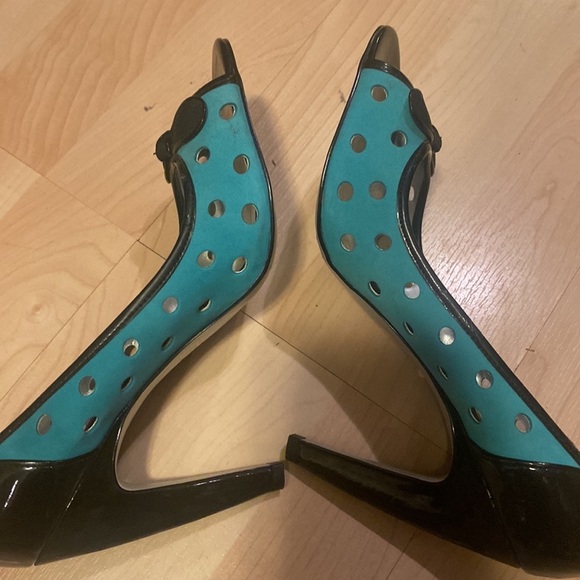 Jessica Simpson turquoise & black pumps women 9.5 - Picture 7 of 10